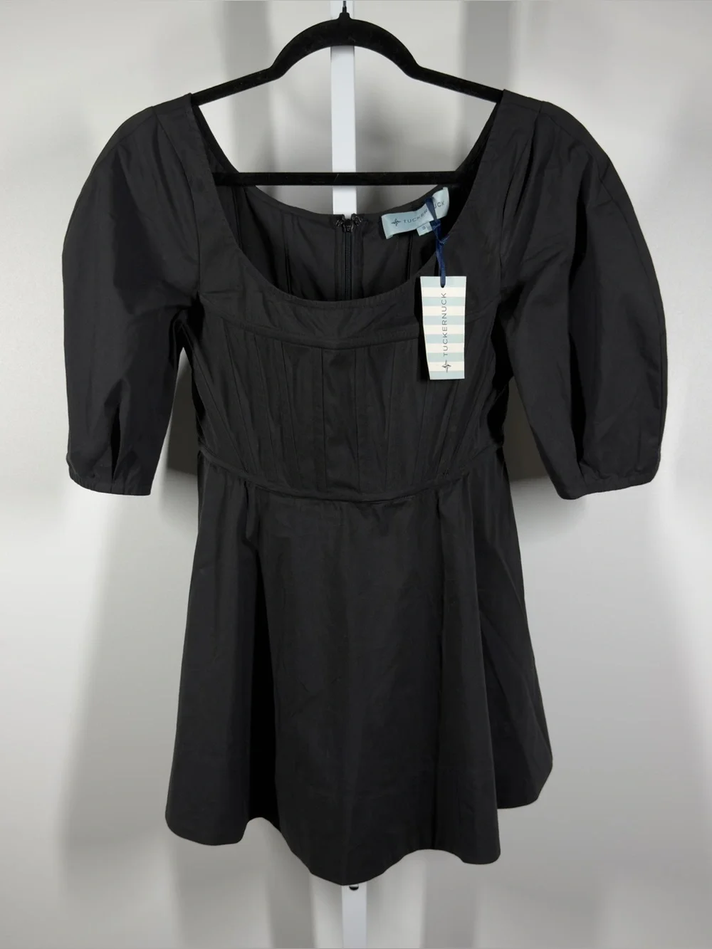 NWT Tuckernuck Nealy Black Puff Sleeve Corset Top Size Small